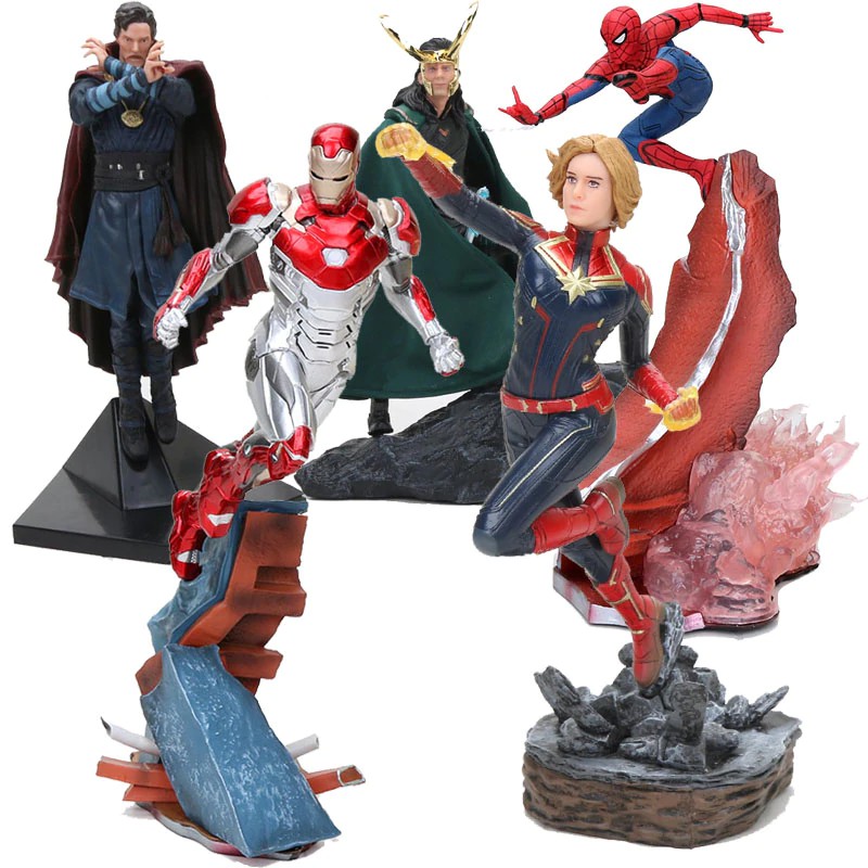 Import Avengers Captain Marvel 22-27cm Thanos ironman spiderman Danvers Statue KO's Iron Studios