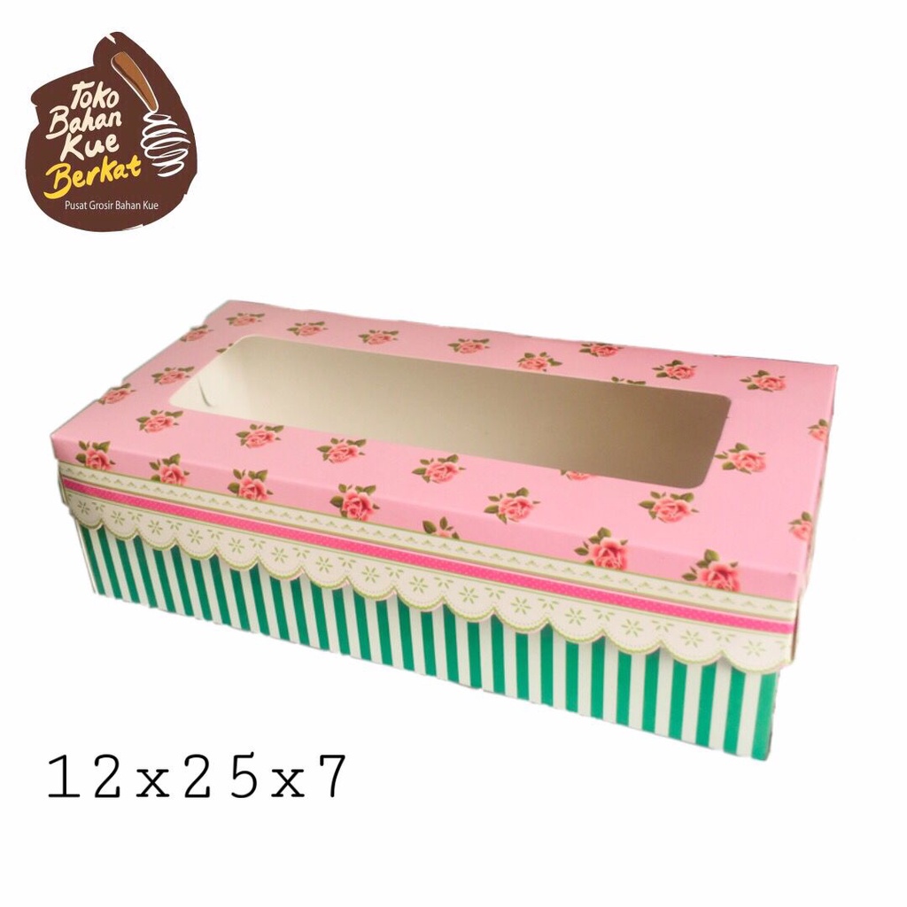 DUS/BOX/KOTAK BROWNIES/BOX BROWNIES DESIGN / DUS KUE PINK 12x 25 x7 Cm