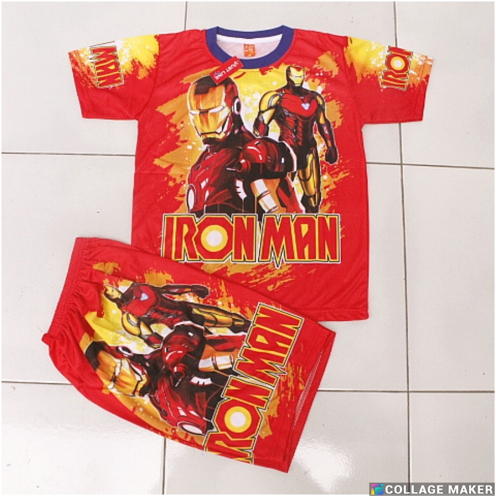 SETELAN BAJU ANAK IRON MAN FULL PRINTING USIA 2-12THN