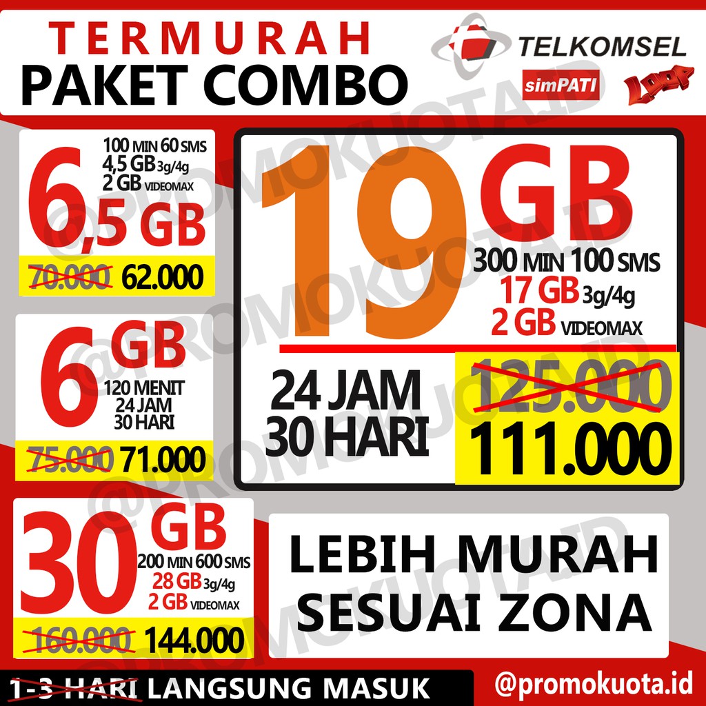 [TERMURAH] PAKET DATA COMBO TELKOMSEL 24 JAM