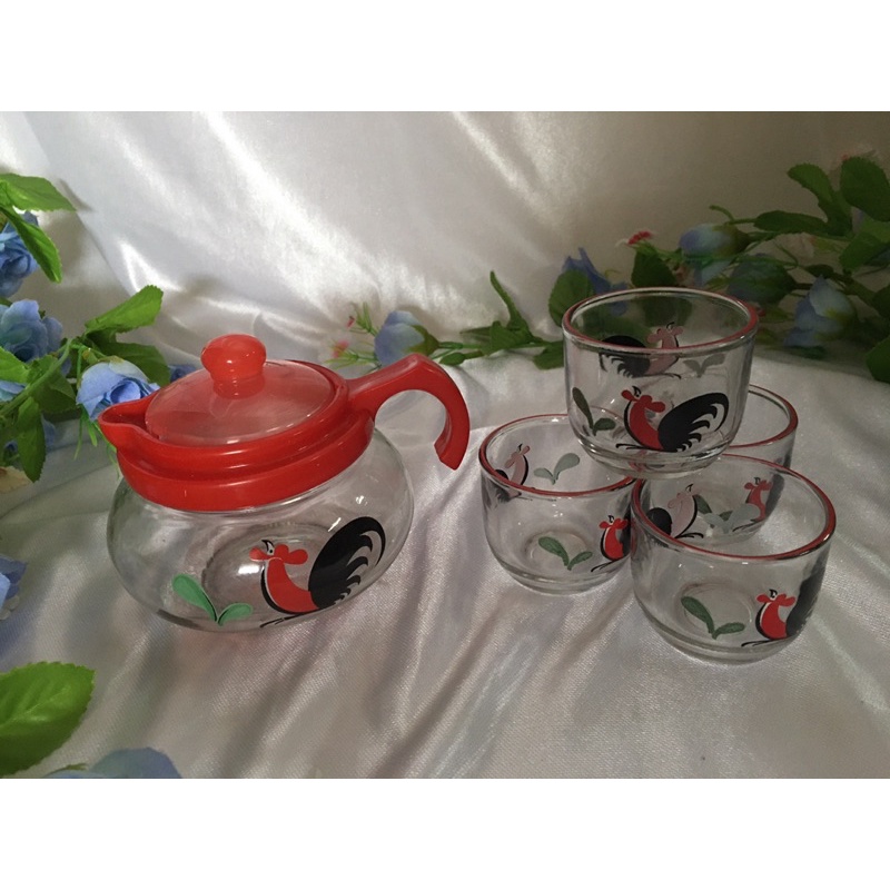 Mini drink set / teko set ayam jago gelas sloki klasik