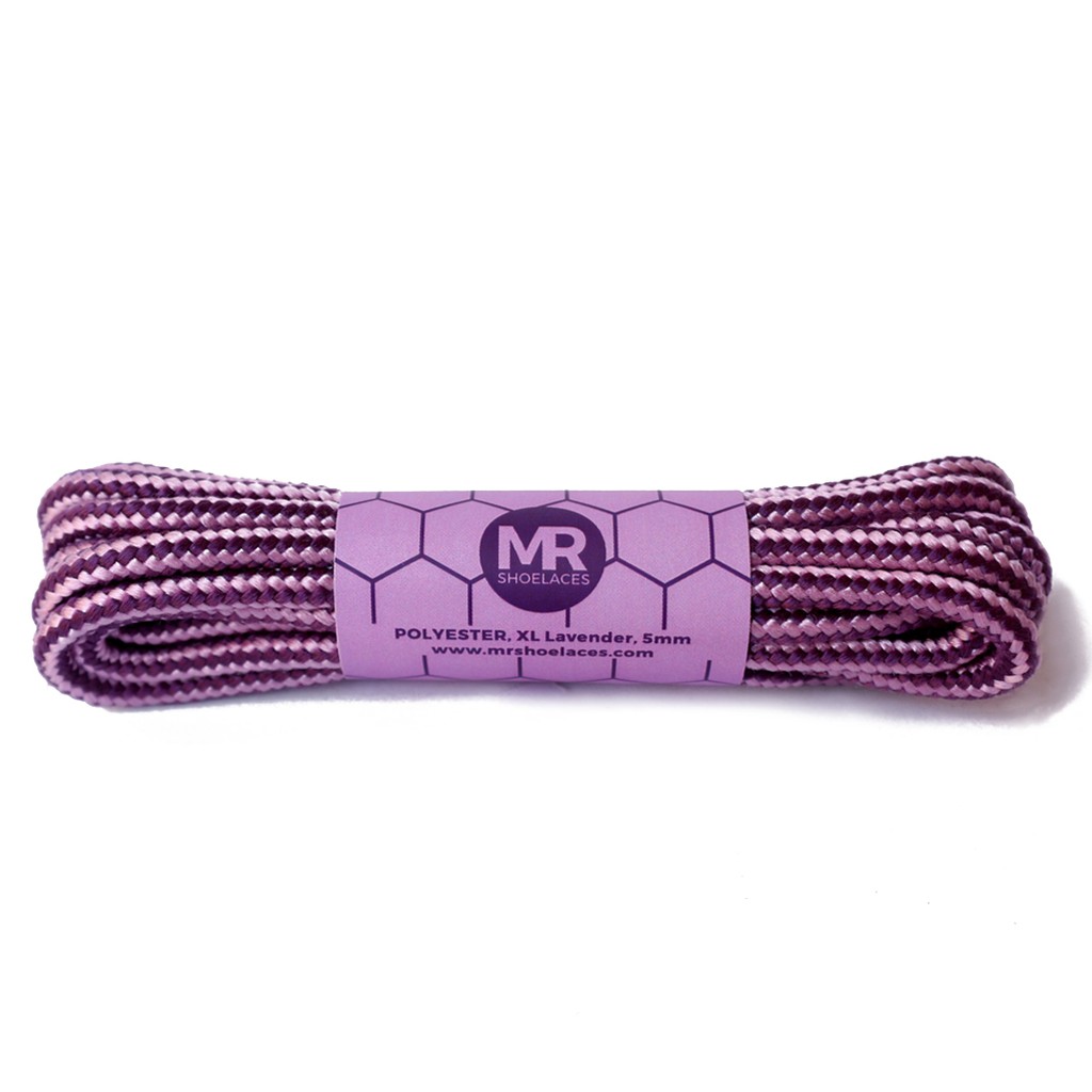 MR Shoelaces CR10 Lavender (Ungu) Tali Sepatu Bulat Corak / Motif 5-6mm 80cm 90cm 100cm 120cm 150cm 200cm - Premium Shoelace (Purple)