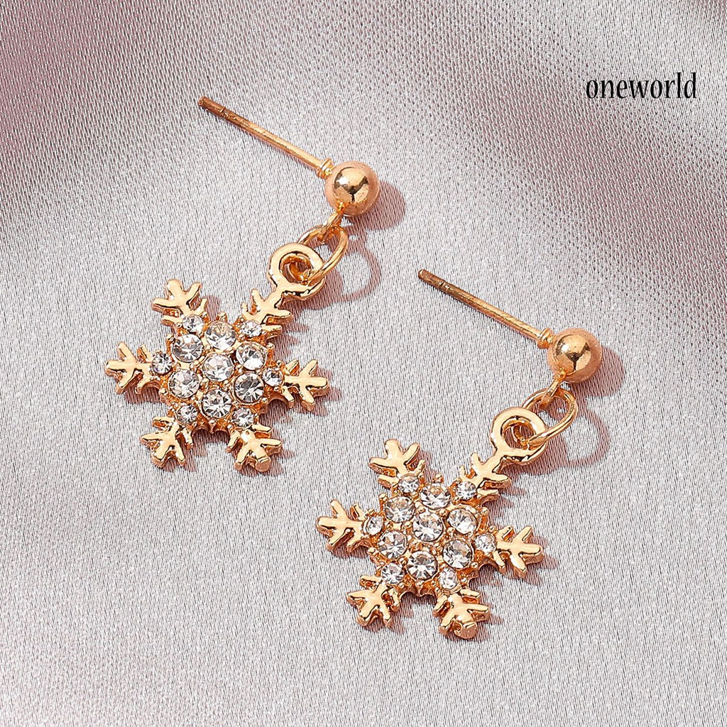 OW# Women Elegant Snowflake Shape Zircon Pendant Ear Stud Earring Jewelry Accessory