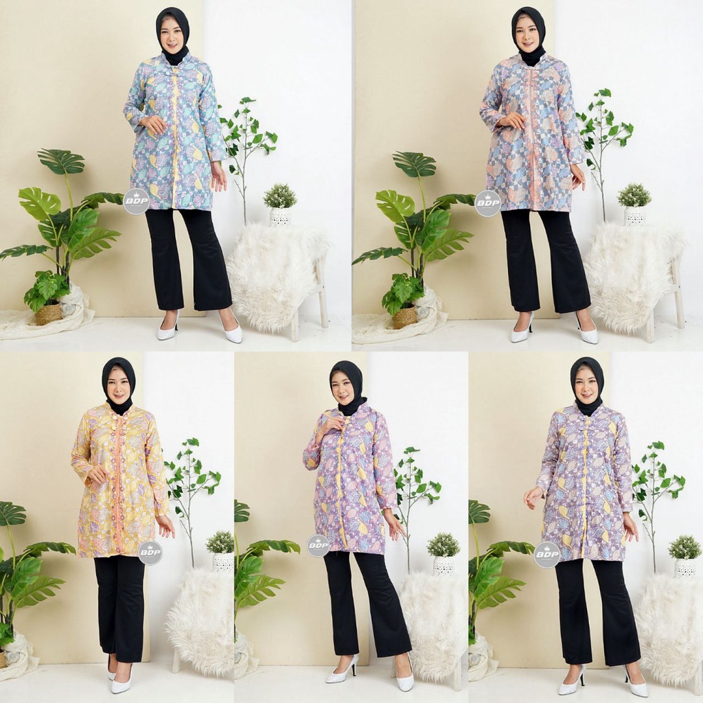 Baju Batik Wanita Modern M L XL XXL Atasan Batik Kerja Wanita Tunik Batik Kantor Batik Modern Seragam Batik-2