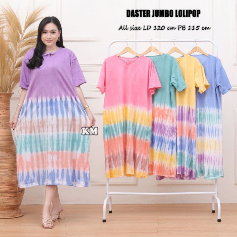 DASTER KAOS JUMBO MODEL TALI BUMIL TERMURAH TIE DYE JUMPUTAN PELANGI