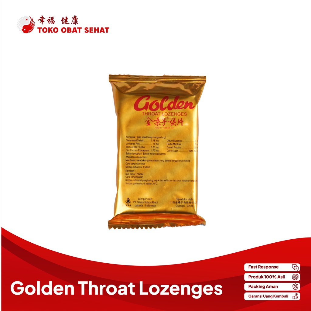 GOLDEN THROAT LOZENGES permen sakit tenggorokan - tenggorokan gatal dan kering