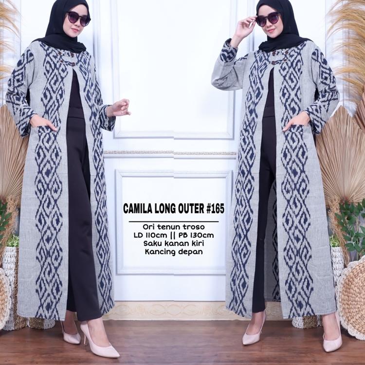 SALEE.. Long Cardi Bahan Tenun Troso Premium Long Outer Tenun Camila