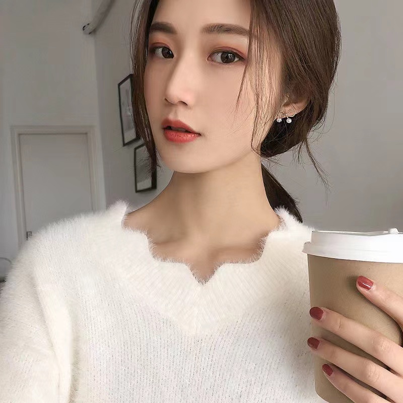 Anting Mutiara Ala Korea Hiasan Kristal-3