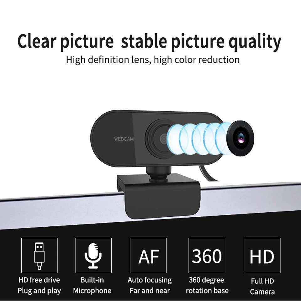 FHD 1080P Webcam USB PC Web Camera + Mic Video Call WA Meet Zoom Team