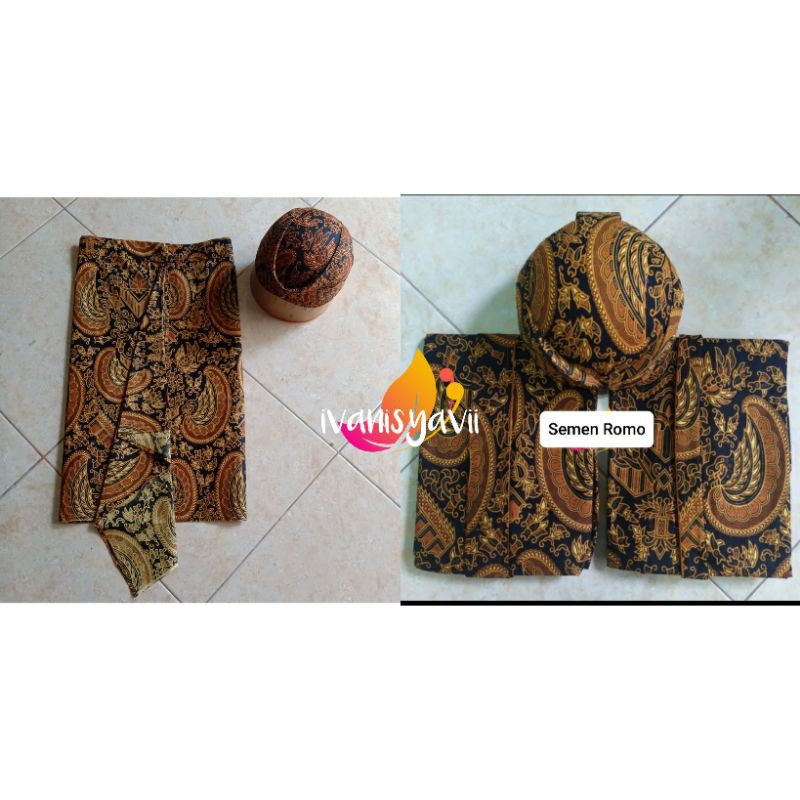 Set Jarik Instan Bapak Ibu + Blangkon (ModeL Jawa/ Sunda), Motif Semen Romo