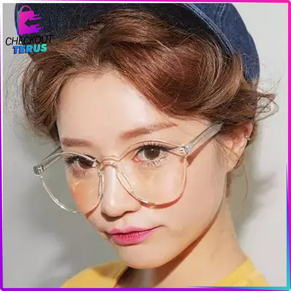 CT C93 C95 Kacamata Fashion Transparan Wanita Kekinian Aksesoris Fashion Wanita Kaca Mata Bulat Model Boboho Women's Style Glasses