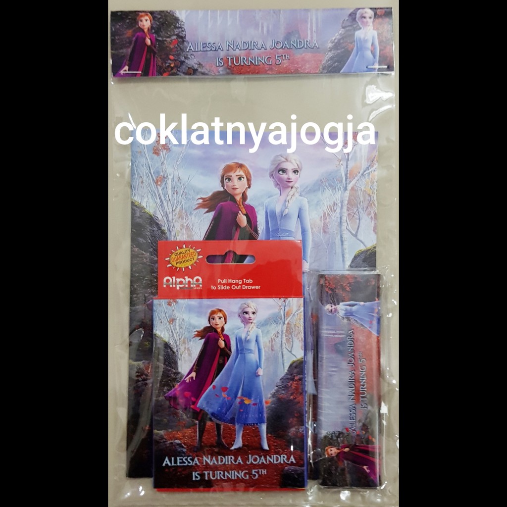 

(PO 13hr kerja, MIN 12) Birthday Goodie Bag Isi Buku, Pensil Warna Box dan Coklat Tema Frozen 2