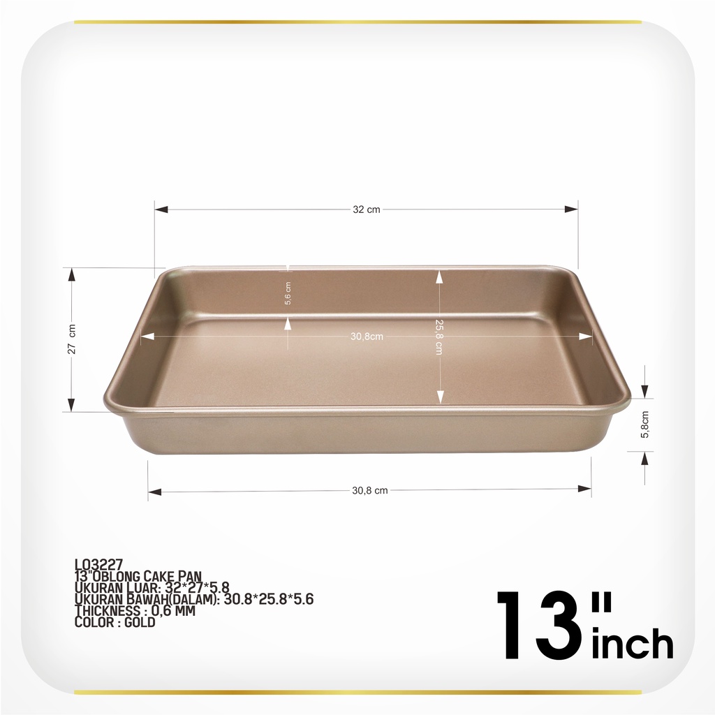 Cetakan Loyang Kue Roti Loaf Pan Persegi Panjang Press Tanpa Sambungan Premium Anti Lengket Non Stick Carbon Steel 22/28/32 cm
