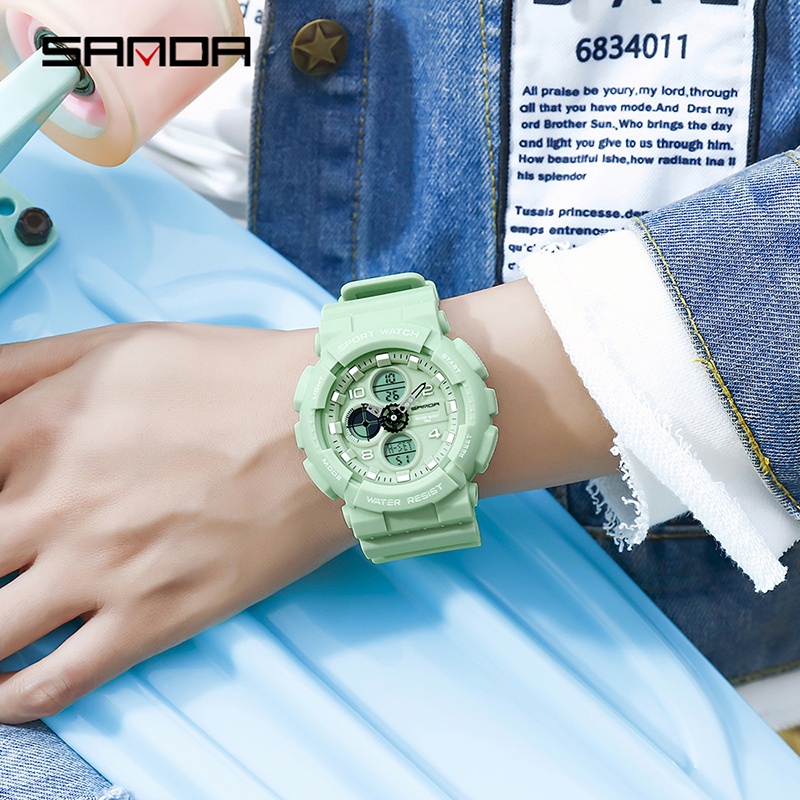 SANDA 6027 Jam Tangan Pria Digital Analog Tali Rubber Shockproof Anti Air WATCHKITE WKOS