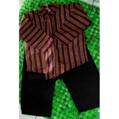 COD...!!! Setelan Baju Surjan Lurik Anak + Celana Panjang Hitam #Adat #Jawa #Tradisional