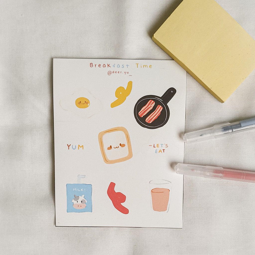 

Deer yu - Breakfast Time Sticker Sheet / Stiker (waterproof)