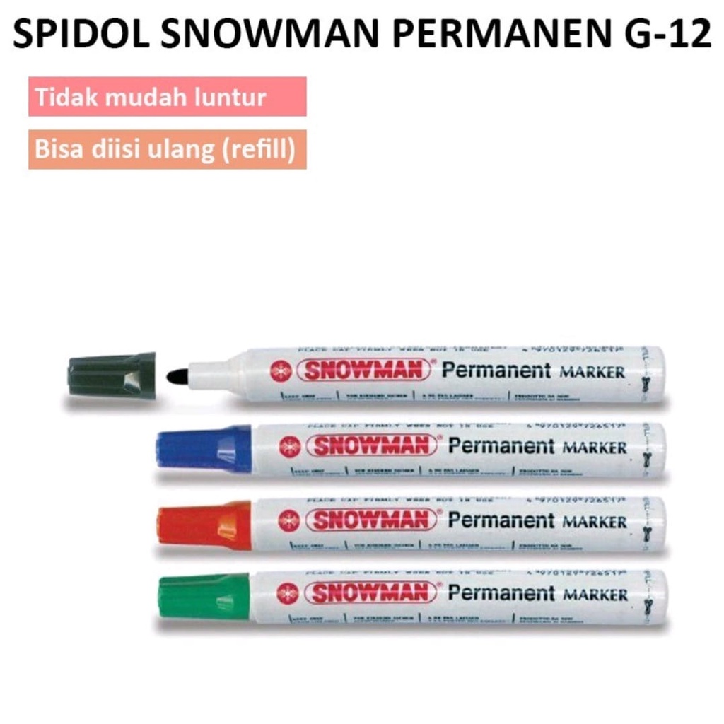 Spidol Snowman Whiteboard Permanen / Spidol Snowman Permanen (G-12)