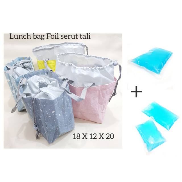 Cooler bag serut tali + 3 Blue ice gel / PAKET PROMO SC02 Y1