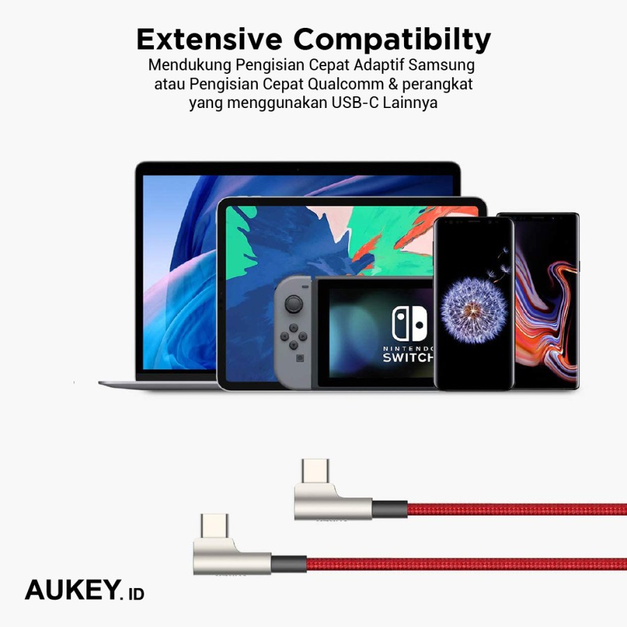 Kabel Charger Aukey CB-CMD38 USB C to C Braided Nylon - 500974