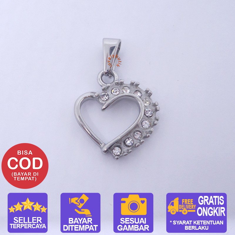 Lovelybutik Liontin Titanium Anti Karat Irene Liontin kalung Model Permata Warna [Silver]