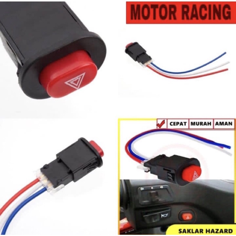 Saklar Hazard Motor/ Saklar Tombol Push On Off Lampu Hazard