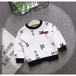 Sweater Warna Putih Baju Atasan Anak Laki-laki Impor Kaos Lengan Panjang Anak Laki-laki Fashion Anak