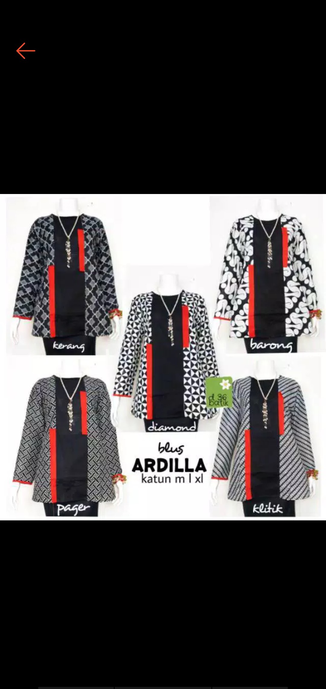 Blus Ardilla Baju Batik Monokrom Wanita Kerja Kantor Elegan Kekinian