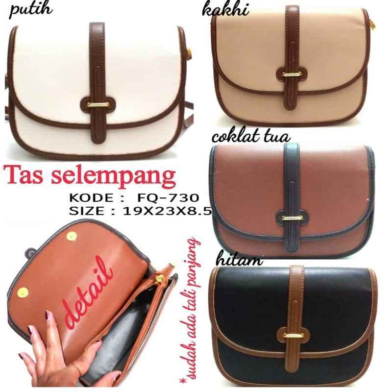 SLING BAG CEWEK TERBARU KODE FQ-730 WARNA PUTIH KAKHI COKLAT TUA DAN HITAM