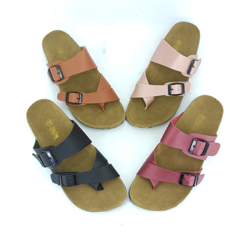 Sandal Wanita Casual Sendal Slop Puyuh Birken Motif Kekinian Andis AF19