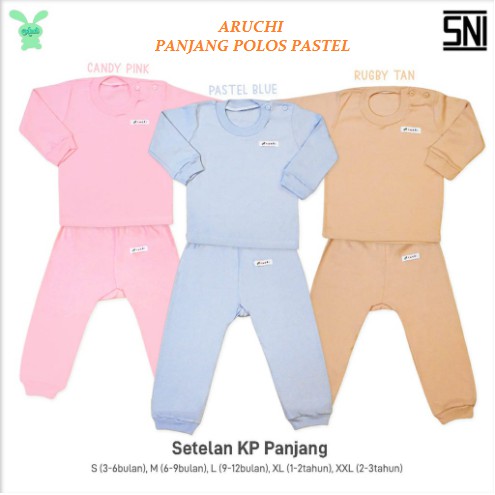 1PCS Setelan Pendek dan Panjang Polos PASTEL  Aruchi / UNISEX SML XL XXL Cotton Lembut CBKS