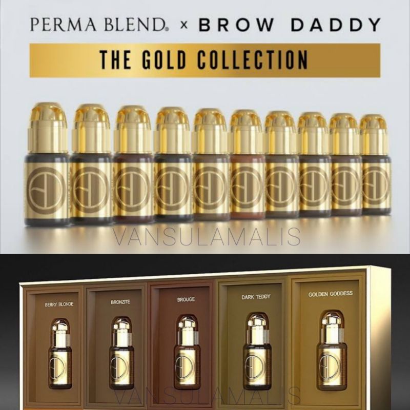 Tinta Sulam Permablend X Brow Daddy The Gold Collection Original Made in USA 15ml