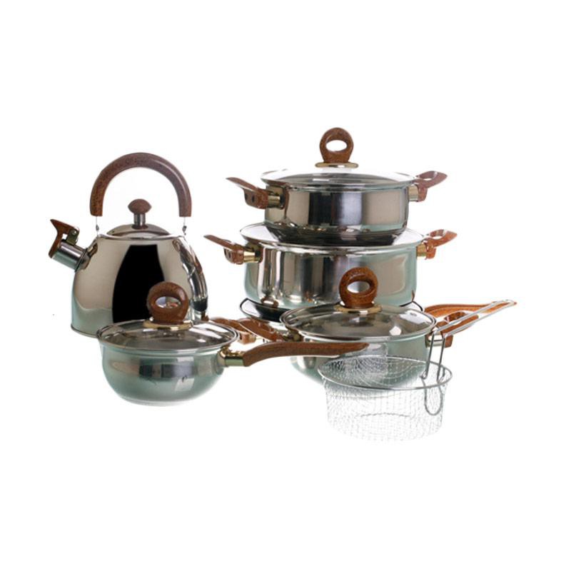 Vicenza Set Panci Set + Teko + Saringan V813 - Silver