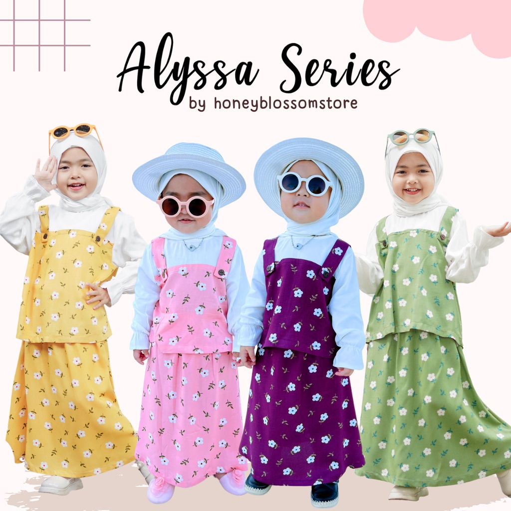 HoneyBlossom - set rok anak perempuan / setelan rok anak bunga alyssa 1-5 tahun