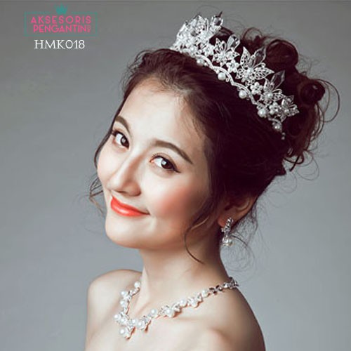 Aksesoris Royal Crystal Wedding Modern l Paket Mahkota Kalung Anting - HMK018