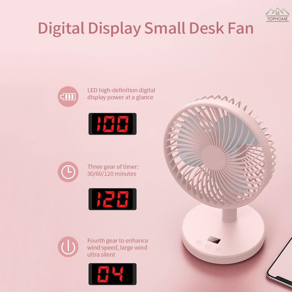 Fan Digital Display Small Desk Fan Four Gear Wind Super Quiet Intelligent Three Gear Timing Led Digital Display 60adjustment Pink Shopee Indonesia