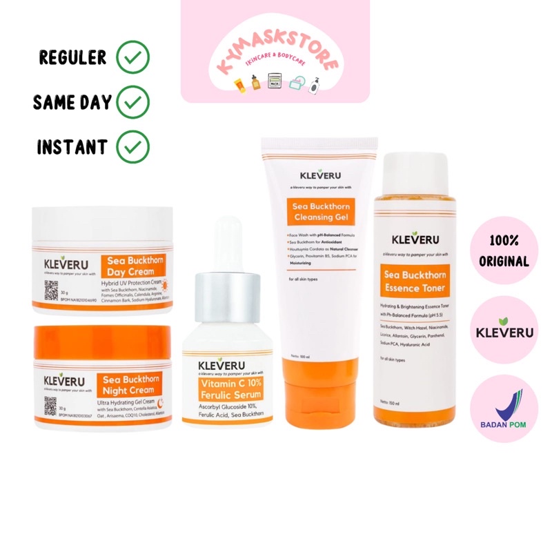 [READY SIAP KIRIM] KLEVERU PRODUT CLEANSING GEL TONER DAY & NIGHT CREAM SERUM VIT C