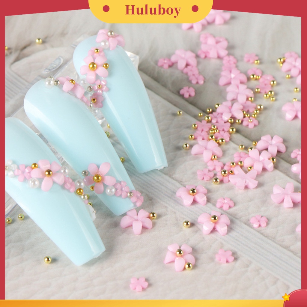 Huluboy Huluboy♡ 1 Kantong Manik-Manik Bunga 3D Multifungsi Tahan Air Untuk Dekorasi Nail Art