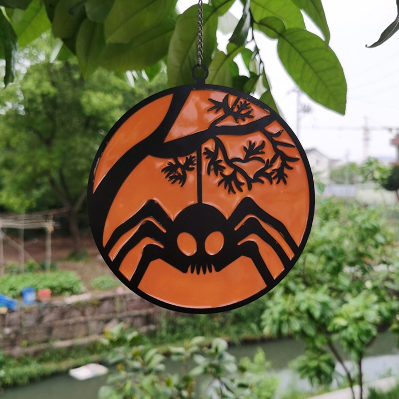 Liontin Kaca Bentuk Laba-Laba Luminous Untuk Dekorasi Latar Belakang Halloween