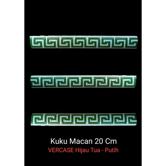 Kuku Macan 20 Cm Motif Vercase Hijau Tua  Putih Bon Bon Lis Pinggiran Keramik Kucana