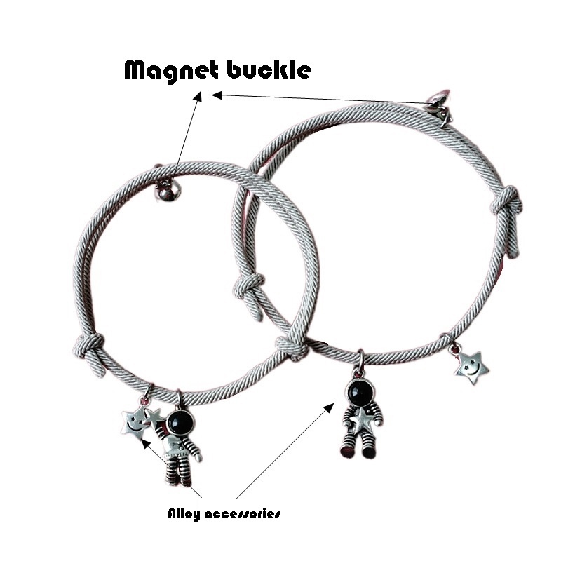 [Ready stock]Sepasang Couple Gelang Pasangan Magnetik Lucu Astronot Liontin Gelang Gaya Korea