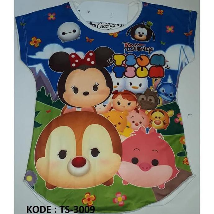 Kaos Anak Perempuan merk Coco Ice Koleksi Tsum Tsum size 10, 12, 14