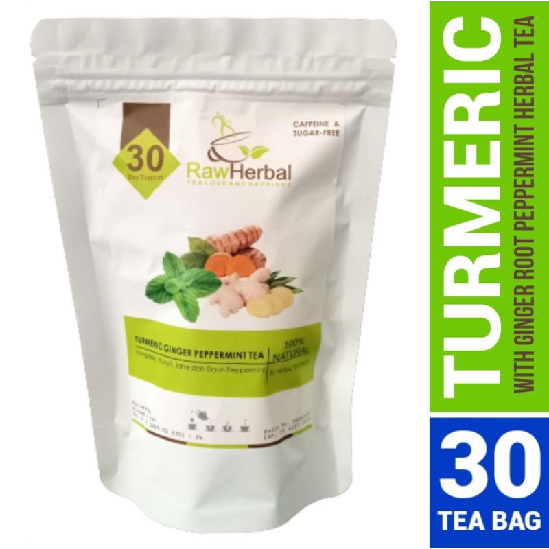 Turmeric Ginger Peppermint Tea : Teh Kunyit, Jahe &amp; Daun Mint  Isi 30 Tea Bag