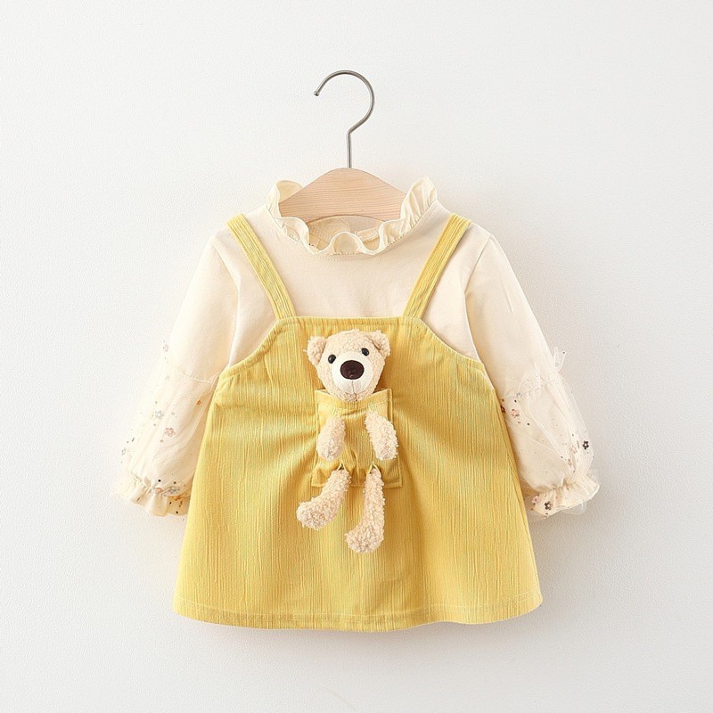 LittleAaron DRESS BONEKA BEAR 4004 EBV Baju Dress Anak Perempuan Import