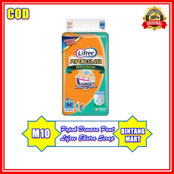 Lifree Popok Celana Dewasa Extra Serap Alat Kesehatan Perawatan Orang Tua Size M10 L8 XL6