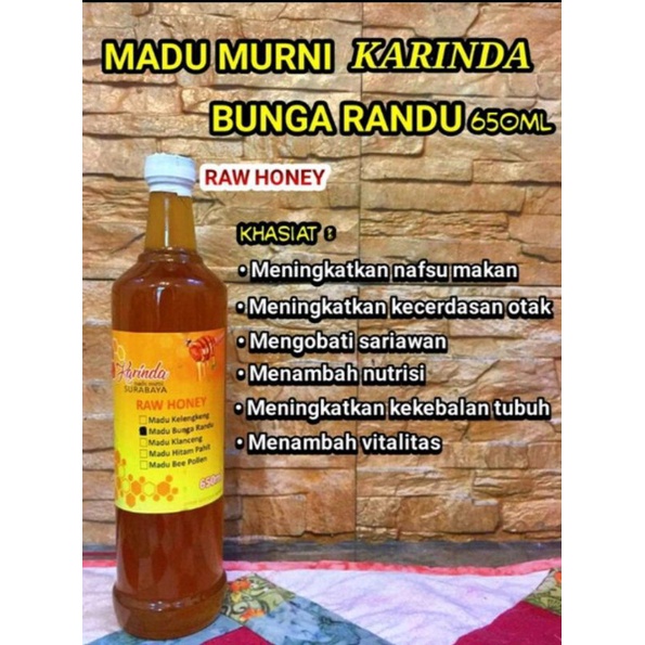 

madu murni karinda bunga randu raw honey 650ml