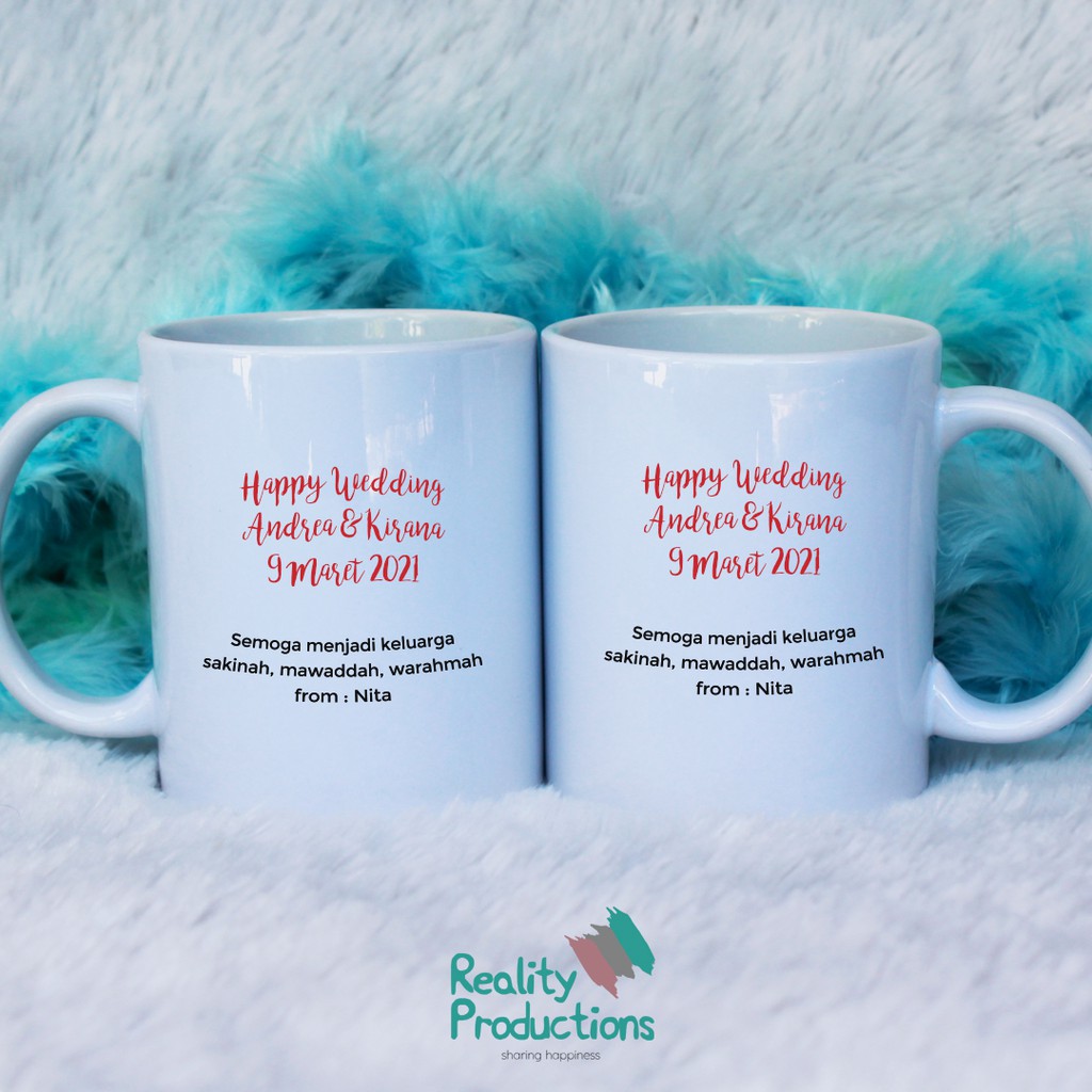 Mug Couple Untuk Hadiah Pernikahan Model Pengantin Hijab Modern