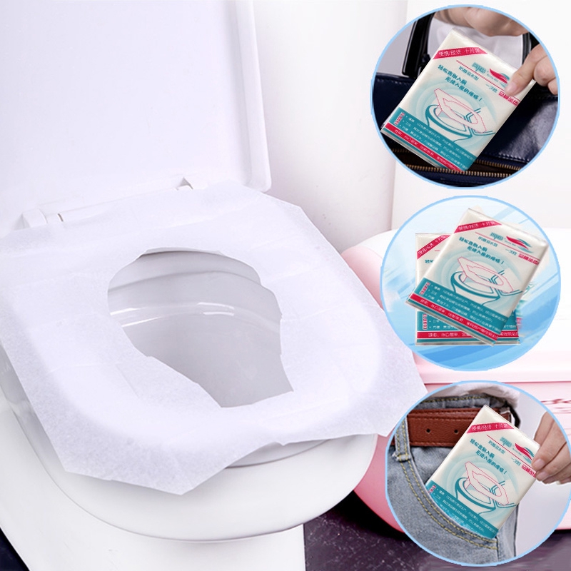 10pcs/set Disposable Toilet Seat Cover Travel Portable Toilet Alas Duduk Kamar Mandi Pembalut Kertas Pad Dissolved In Water