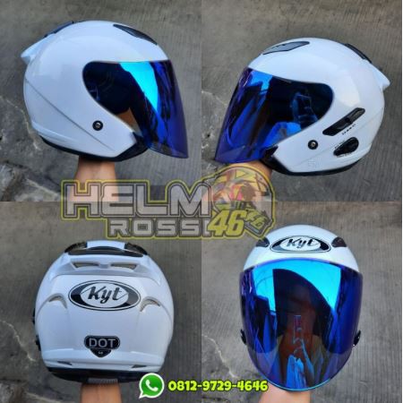 [COD] KYT GALAXY SLIDE - PUTIH White Paket ganteng kaca open venom Blue Red Silver Gold
