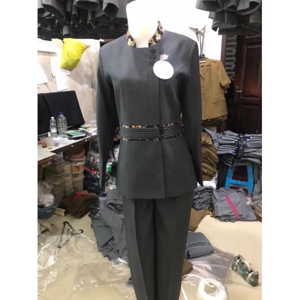 Seragam Guru Pemda Jas PDH Set Celana Jas Batik Wanita Pemda ASN (Kode 7007)