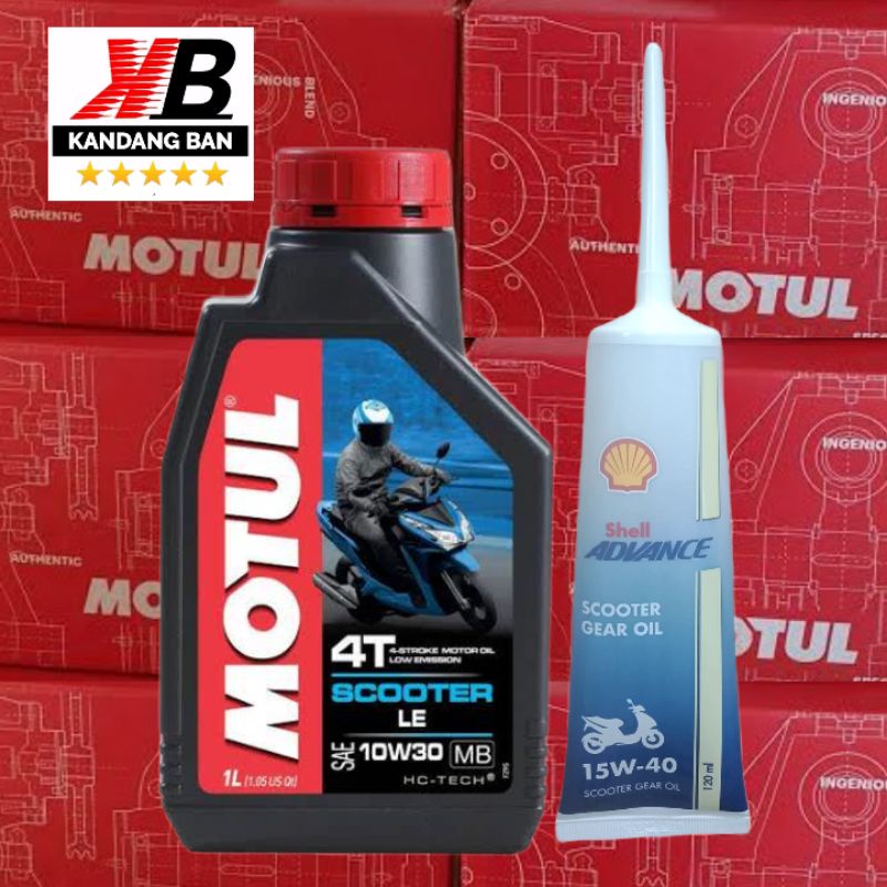 PAKET OLI MOTUL SCOOTER LE 10W-30 1L + OLI GEAR SHELL FOR ALL MATIC